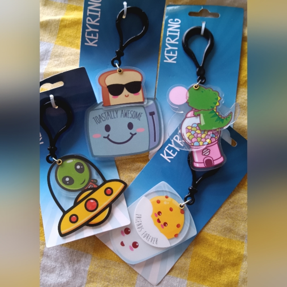 Four Cute Character Keychain Set - Assorted Colors